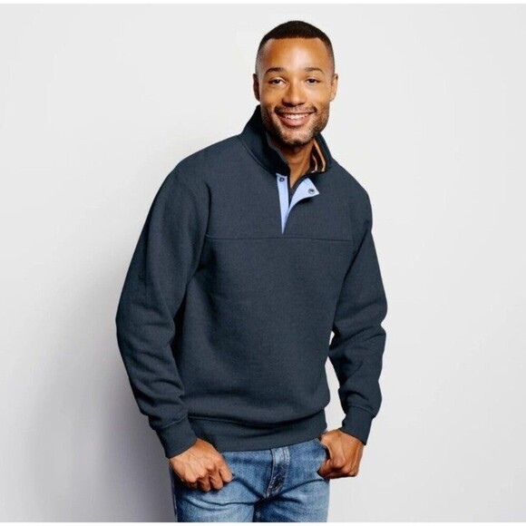 Orvis Signature Quarter-Zip Sweatshirt Dark Blue Size XL - Picture 1 of 10